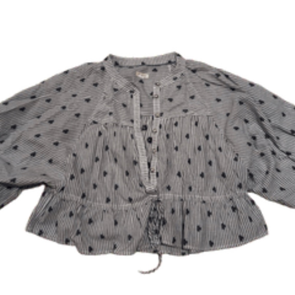 Pilcro Navy and White Striped Top